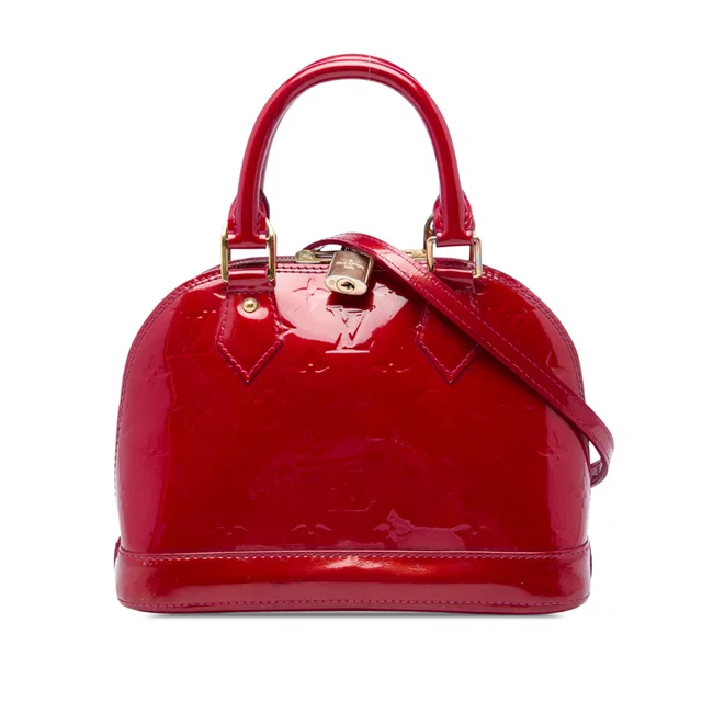 Red Louis Vuitton Monogram Vernis Alma BB Satchel in Red Leather from Designer Revival