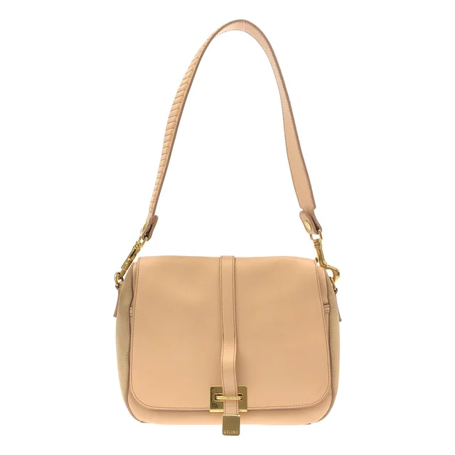 Celine by Phoebe Philo 2-Way Leather Shoulder Bag Pink Beige in Beige Leather from The Reluxe