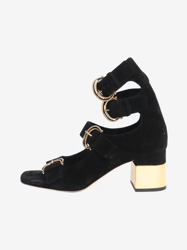 Chloé Black suede open-toe pumps - size EU 38 in Black Suede from Sign of the Times
