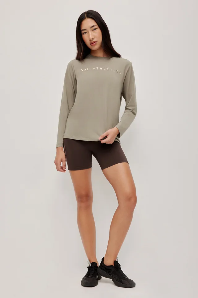 Athletica Long Sleeve Logo Tee in Beige from Aje, photo 1 of 1