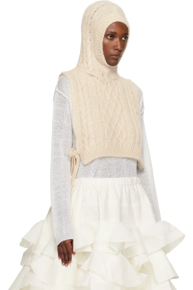 Tao Comme Des Garçons Off-White Hooded Wool Vest, photo 2 of 4 from SSENSE