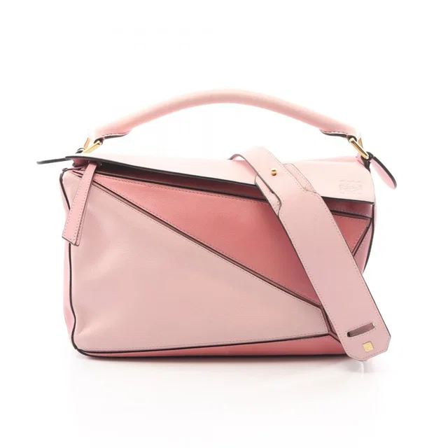 Loewe Handbag Puzzle Bag 2-Way Pink Leather in Pink Leather from The Reluxe