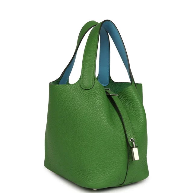 Hermès Picotin Lock 18 Eclat Vert Yucca Clemence, Celeste Swift Palladium Hardware in Green Clemence leather from Madison Avenue Couture, photo 2 of 2