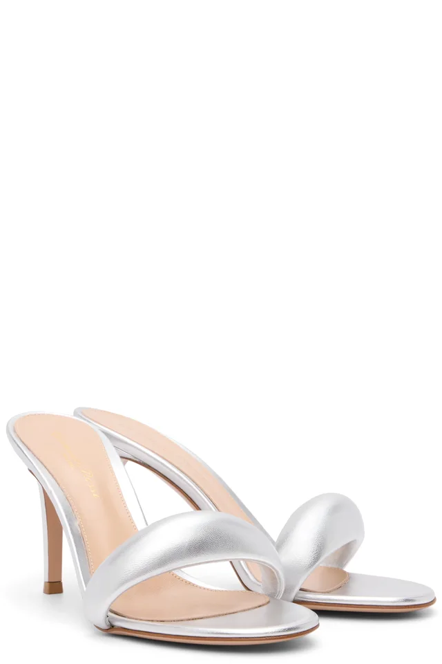 Gianvito Rossi Silver Bijoux Mule 85 Heeled Sandals, photo 4 of 5 from SSENSE