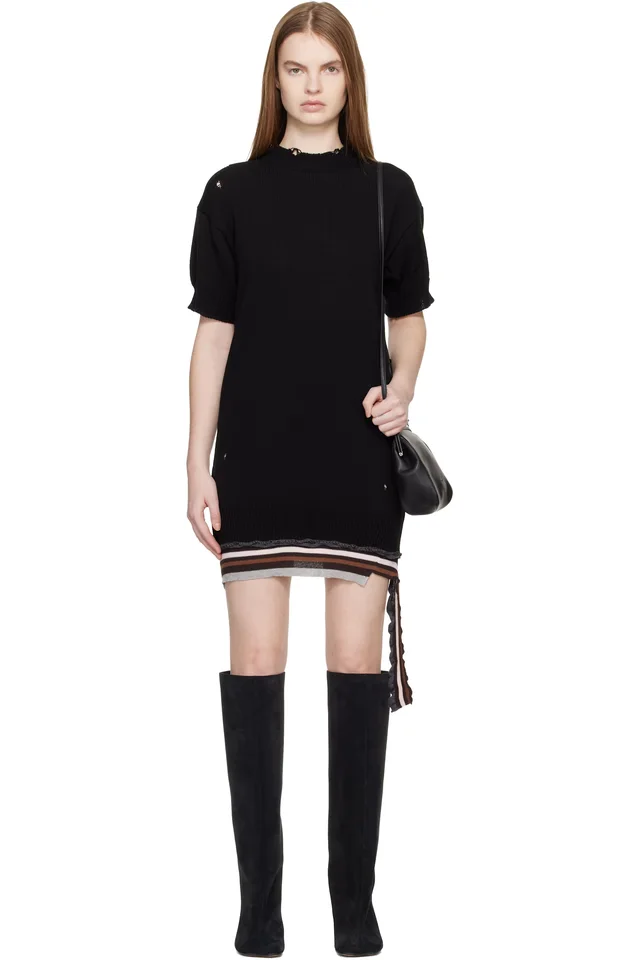 Black Hanging Rib Minidress, image 1 of 1 from SSENSE
