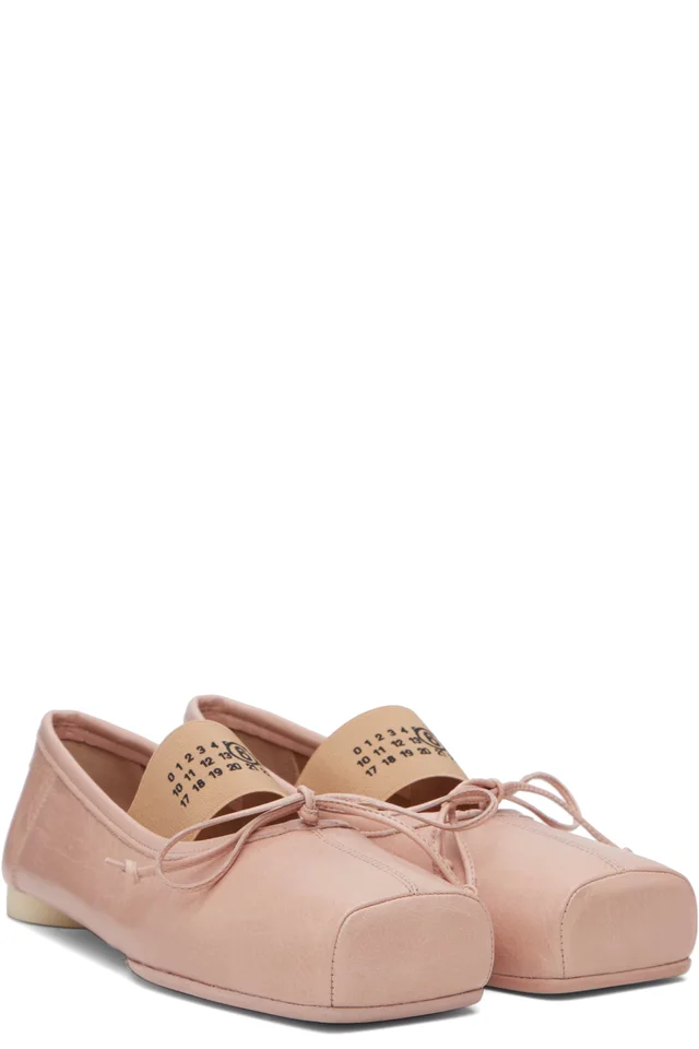 MM6 Maison Margiela Pink Square Toe Ballerina Flats, photo 4 of 5 from SSENSE