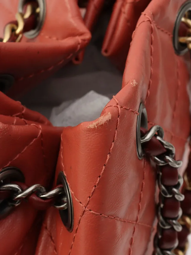 Chanel 2018 Production CC Mark Plate Chain Backpack Pink/Bordeaux in Burgundy Leather from VINTAGE QOO TOKYO, photo 23 of 23
