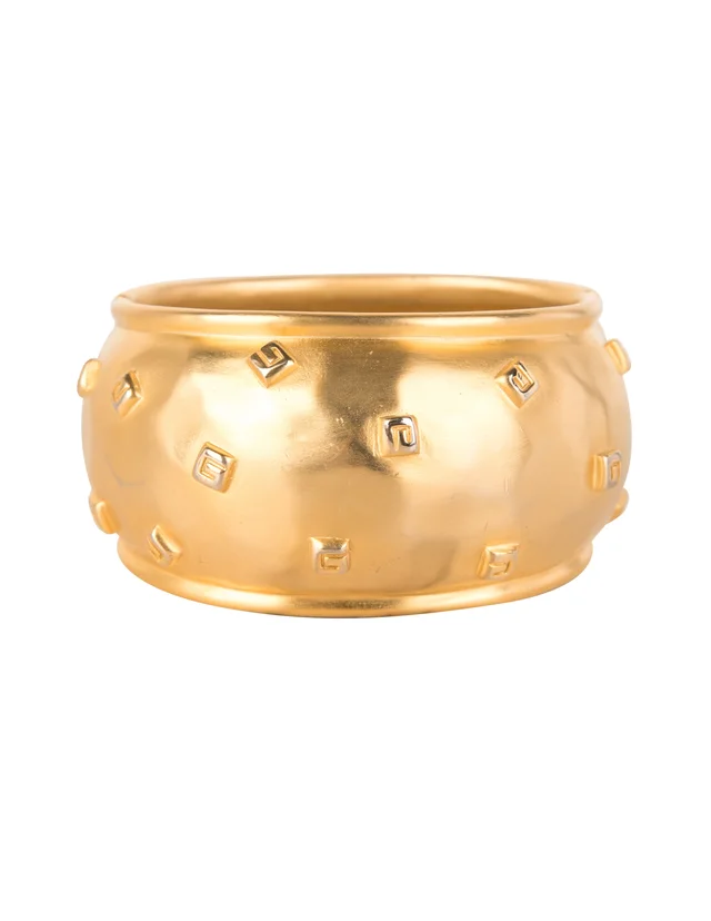 Givenchy Vintage Golden Satin Hammered G Logo Bracelet in Satin from Amarcord Vintage Fashion