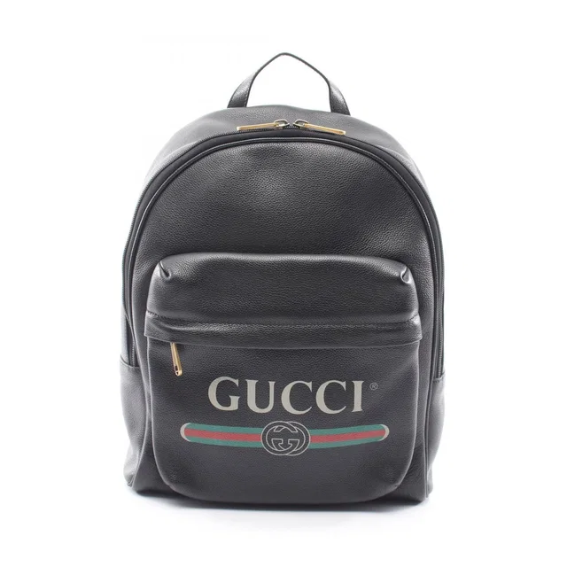 Gucci Backpack Sherry Line Black Leather Logo Print in Black Leather from The Reluxe