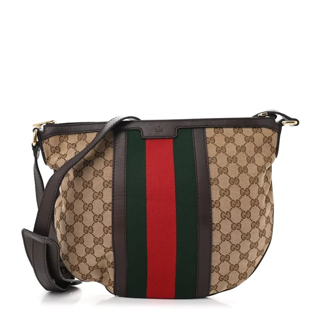 Gucci Vintage Web Saddle GG Canvas Bag - Beige in Beige Canvas from H&T