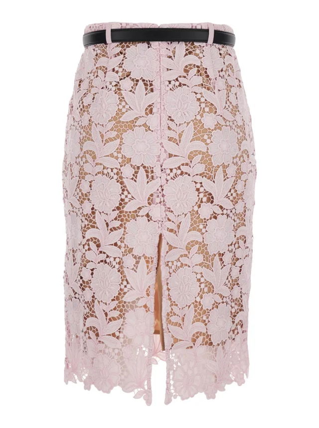 SELF-PORTRAIT Dress 'Pink Lace' with Pink Lace Details in Fabric in Pink, photo 3 of 6 from Gaudenzi Boutique