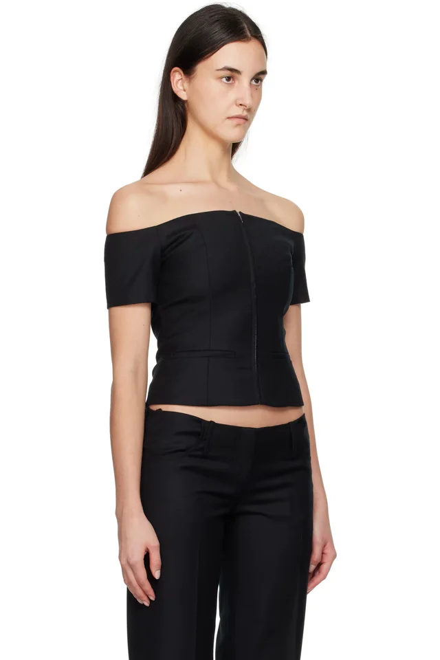 Aya Muse Black Vesta Top, photo 2 of 4 from SSENSE
