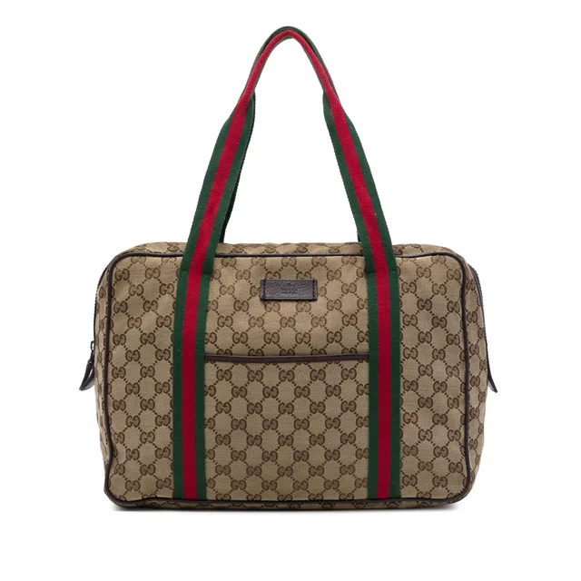 Beige Gucci GG Canvas Web Business Bag in Beige Canvas from Designer Revival