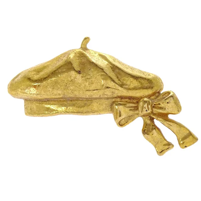 Chanel Gold Beret Brooch Pin in Gold from AMORE Vintage Tokyo