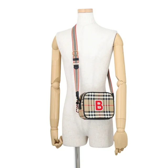 Burberry Nova Check B Patch Shoulder Bag Beige/Black/Red8023901 Nylon Leather in Black Nylon from GALLERY RARE, photo 4 of 13