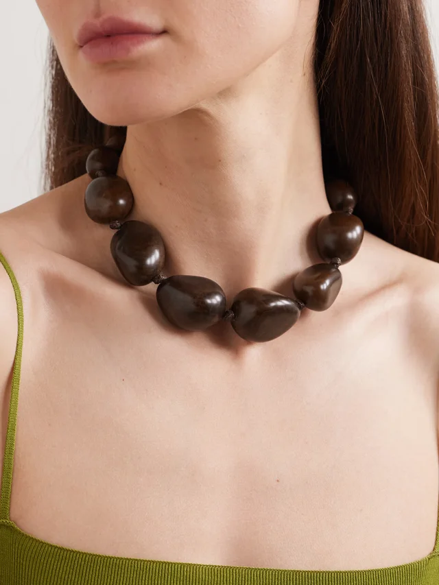 HUNTING SEASON The Statement tagua and leather necklace in Beige, photo 2 of 2 from NET-A-PORTER (Canada)