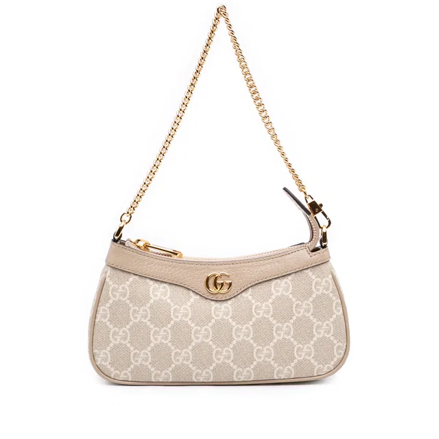 Beige Gucci Mini GG Supreme Ophidia Shoulder Bag in Beige Coated canvas from Designer Revival
