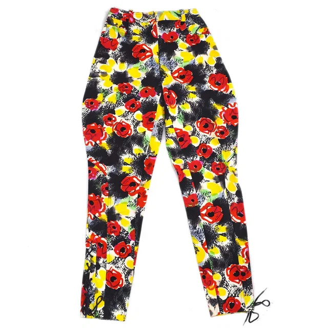 Chanel 1997 Spring camellia-print slim-cut trousers #38 from AMORE Vintage Tokyo