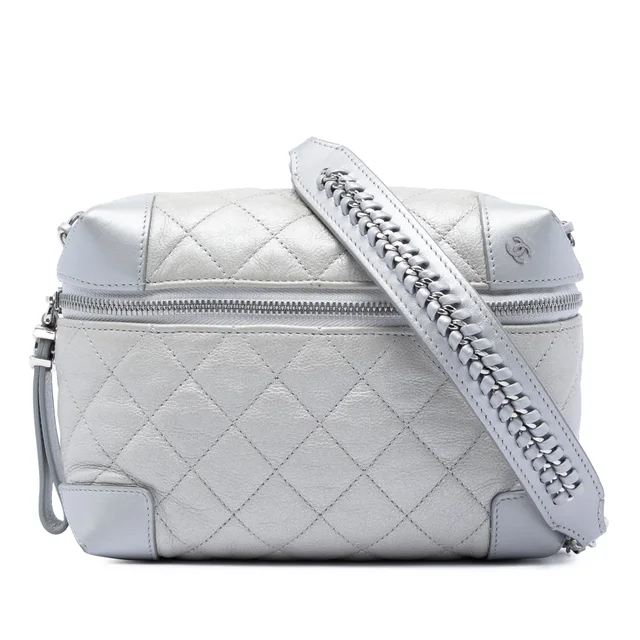 Silver Chanel CC Quilted Metallic Calfskin Street Allure Camera Bag in Silver Calfskin from Designer Revival, photo 1 of 1