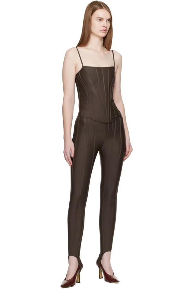 Mugler SSENSE Exclusive Brown Corseted Leggings, photo 4 of 4 from SSENSE