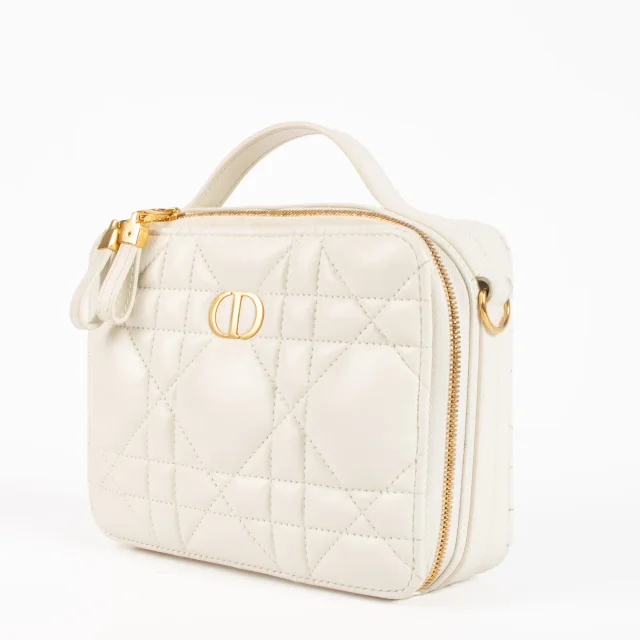 Dior White Macrocannage Calfskin Caro Box Bag in White Calfskin from Labellov, photo 3 of 7
