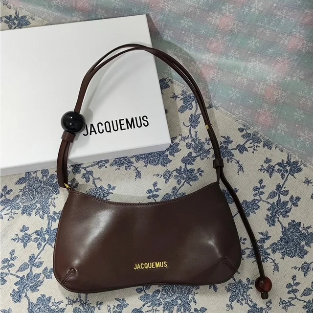 Jacquemus Brown Leather Bombe Shoulder Bag With Gold Logo in red|brown Leather from Poshmark
