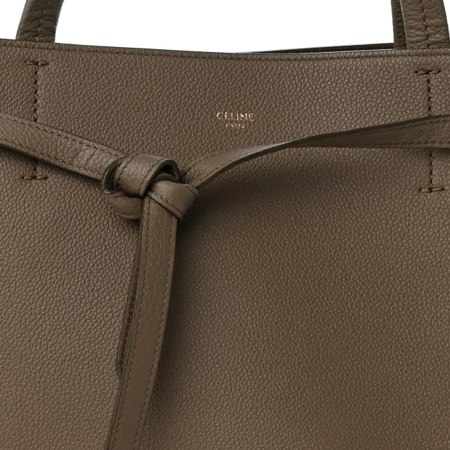 Celine Soft Grained Calfskin Medium Belt Cabas Phantom Taupe in Taupe Caviar leather from FASHIONPHILE, photo 9 of 12