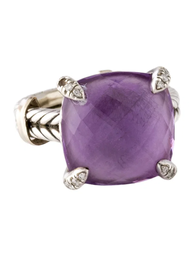 David Yurman Amethyst & Diamond Chatelaine Cocktail Ring in multicolor from The RealReal