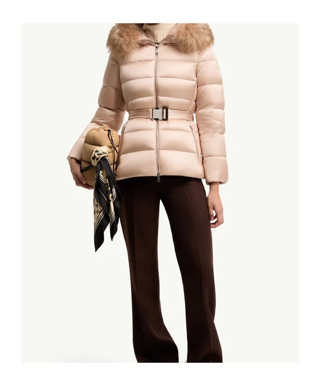 Moncler Cupidone Belted Fur-Trim Down Jacket, photo 2 of 7 from SENSER
