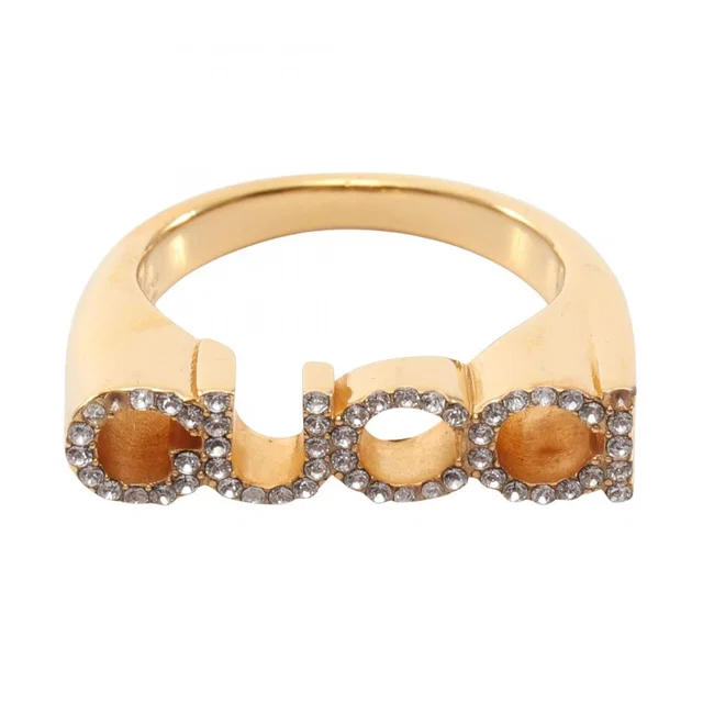 Gucci Ring Logo Line Stone Gold in Gold from The Reluxe