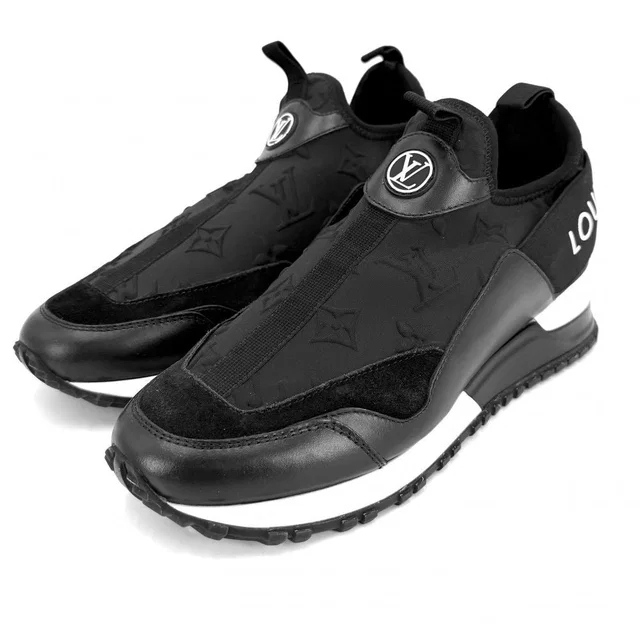 Louis Vuitton Sneakers Run Away Line Monogram Shoes Black 34.5 in Black Leather from The Reluxe
