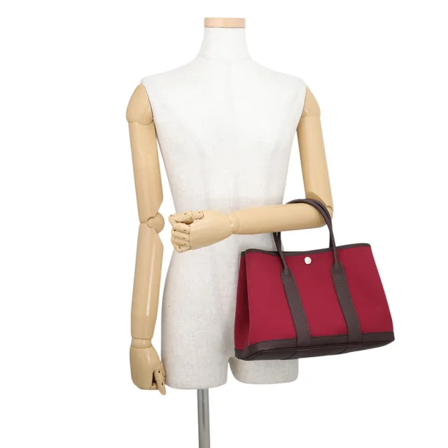 Hermès Garden Party Verso Ruby/RougeSellier/Rose Bubble Gum Toile Officier Negonda Leather Size TPM in Pink Leather from GALLERY RARE, photo 4 of 10