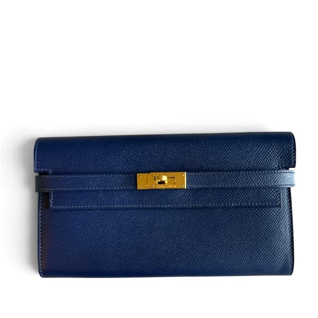 Hermès Kelly Long Wallet Dark Blue Epsom in GHW in Blue Epsom leather from Luxury Promise