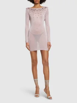 Alessandra Rich Mini dress with long sleeves in 80% Viscose, 10% Polyamide, 10% Polyester, photo 2 of 5 from LUISAVIAROMA