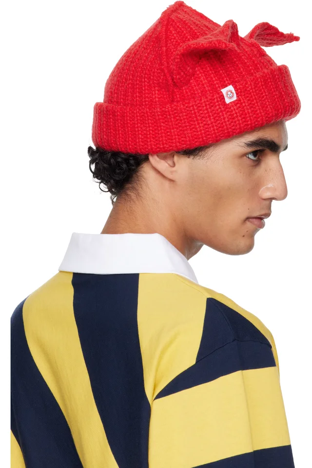 Charles Jeffrey LOVERBOY Red Mohair Chunky Ears Beanie, photo 3 of 3 from SSENSE