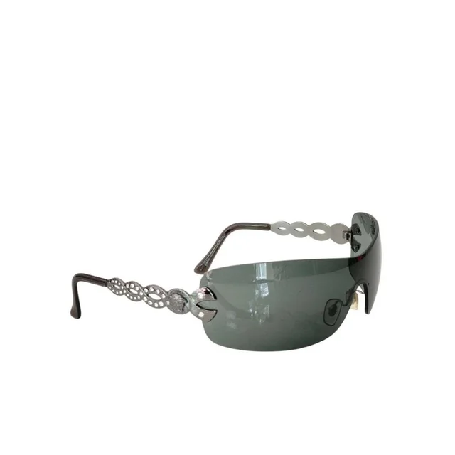 Versace Women's Sunglasses - Green/Silver in gray|green|silver from Depop, photo 1 of 1
