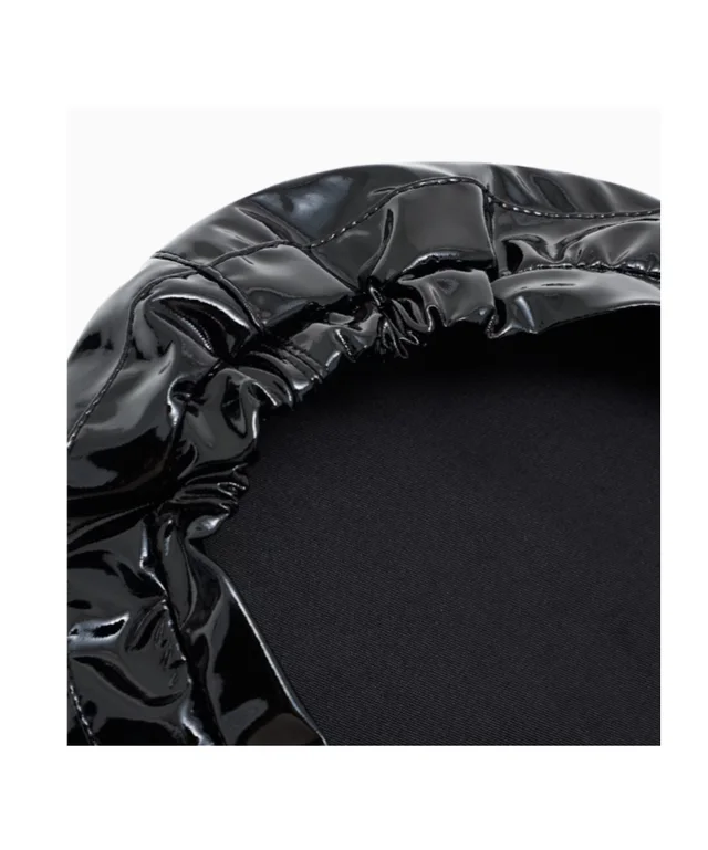 Emporio Armani Basco hat in glossy patent leather with structured design, image 1 of 1 from SENSER