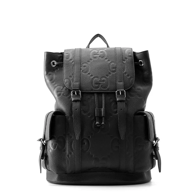 Gucci Backpack GG Embossed Jumbo Black in Black Leather from The Reluxe