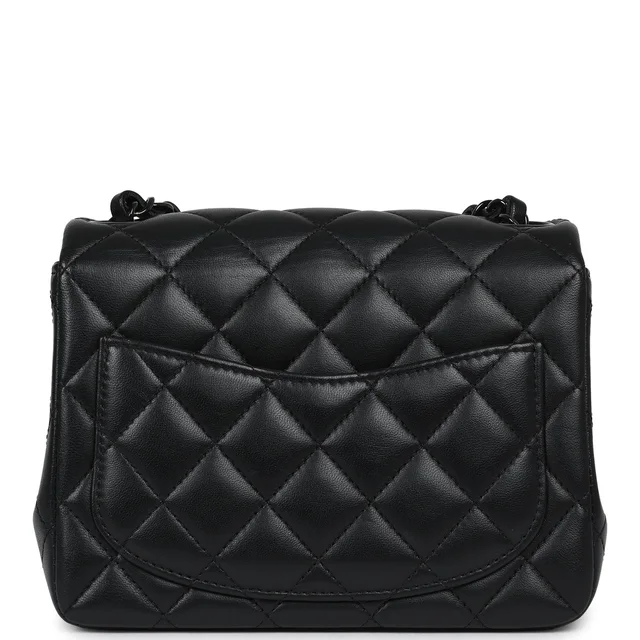 Chanel Mini Classic Square Flap Bag So Black Lambskin Black Hardware in Black Lambskin from Madison Avenue Couture, photo 2 of 2