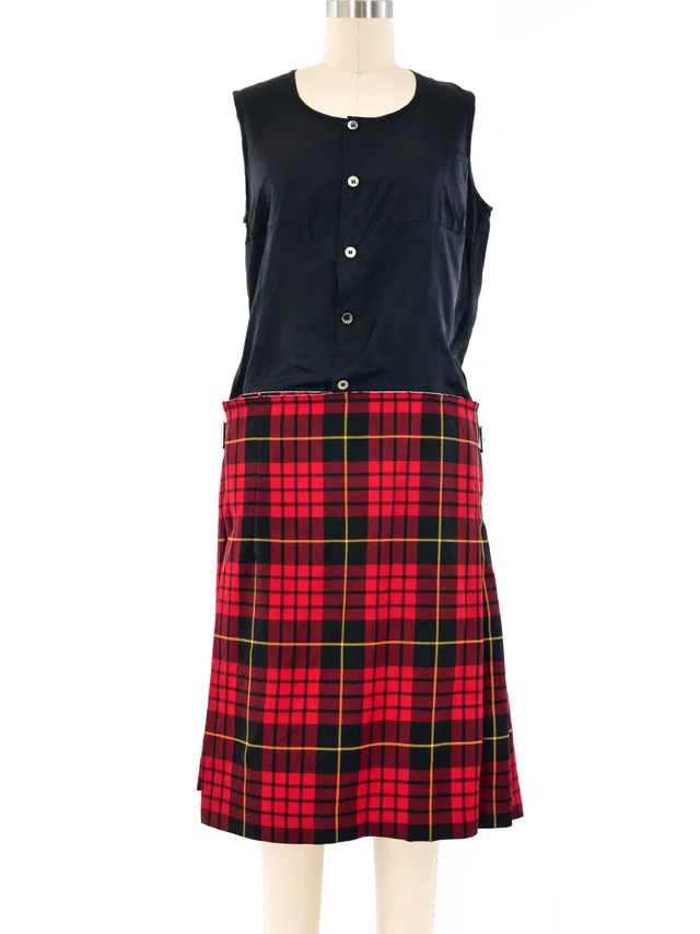Comme des Garçons Plaid Kilt Dress in Satin from Arcade Vintage