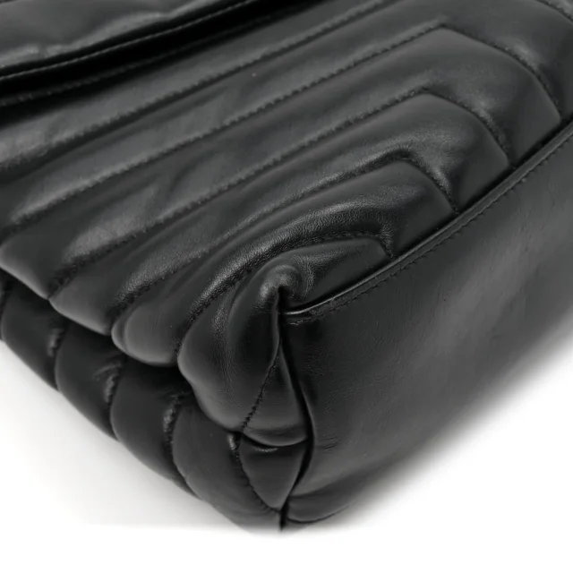Saint Laurent Grain de Poudre Calfskin Y Quilted Monogram Medium Loulou Chain Satchel Black in Black Calfskin from FASHIONPHILE, photo 14 of 16