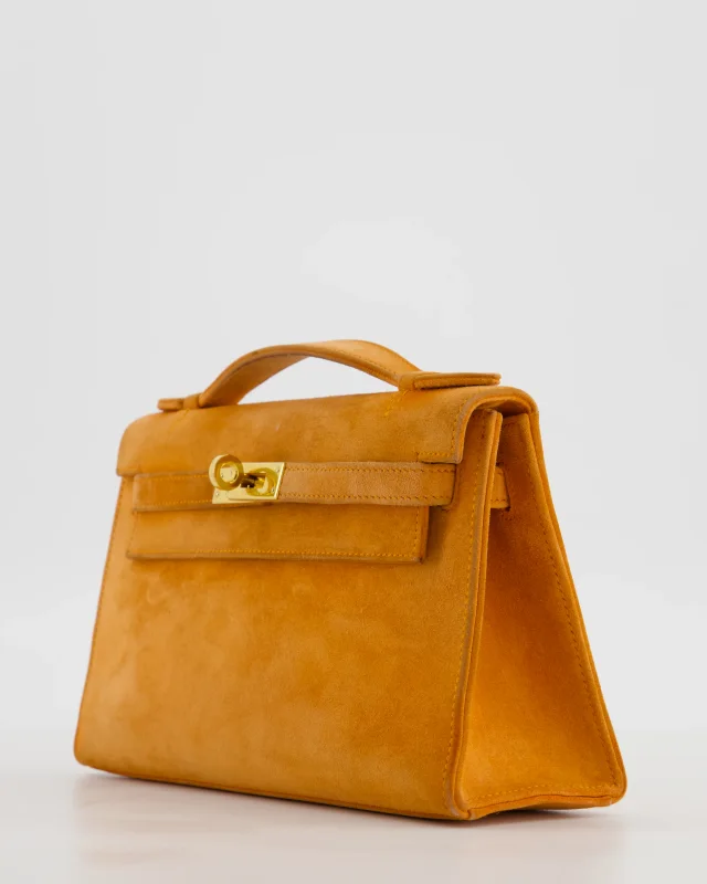 Hermès Vintage Mini Kelly Pochette Bag in Orange Calfskin from Sellier, photo 12 of 23
