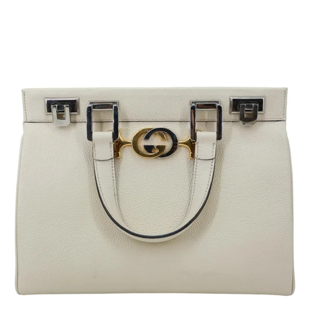 Gucci Zumi Small Leather Top Handle Satchel Bag Off White 569712 in White Leather from Dallas Designer Handbags