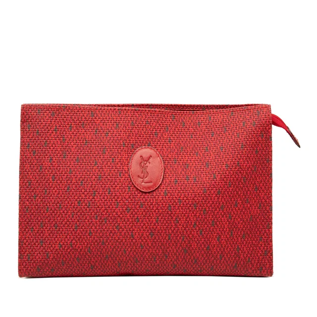 Red Saint Laurent Canvas Clutch in Red Canvas from Designer Revival