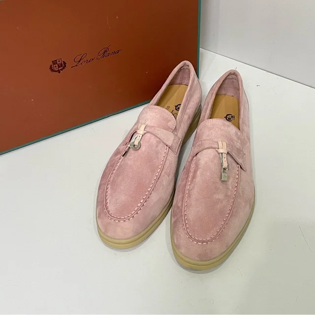 Loro Piana Women's Pink Loafers in pink Suede from Poshmark