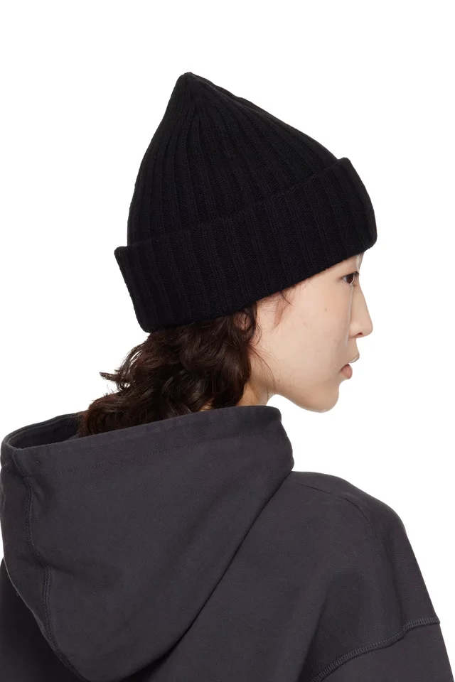 GANNI Black Wool Knit Beanie, photo 3 of 3 from SSENSE