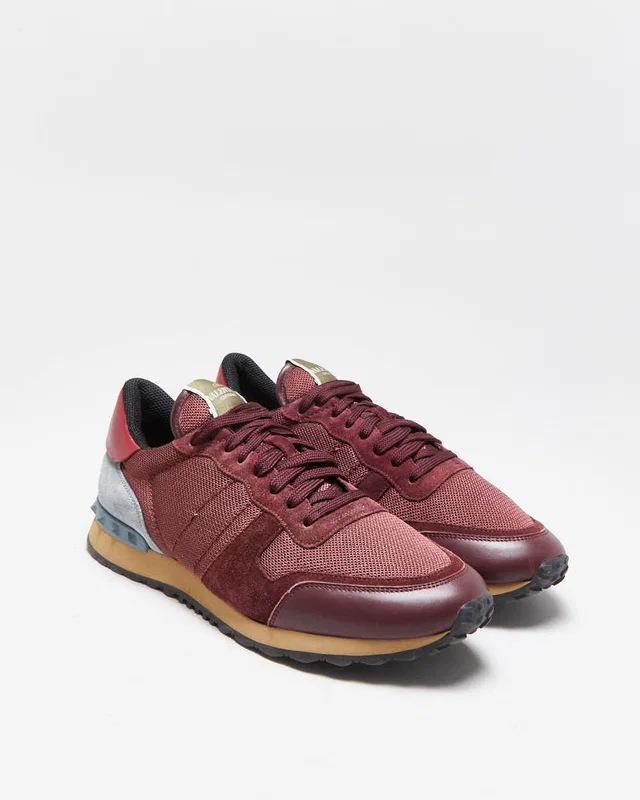 Valentino Garavani Rockrunner Suede Leather Mesh Trainers - UK9 in Suede from Rokit Vintage