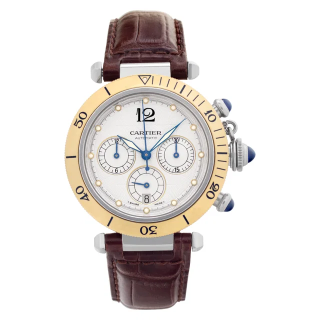 Cartier Pasha Chronograph 38mm 2113 in Stainless Steel, Yellow Gold from Gray And Sons