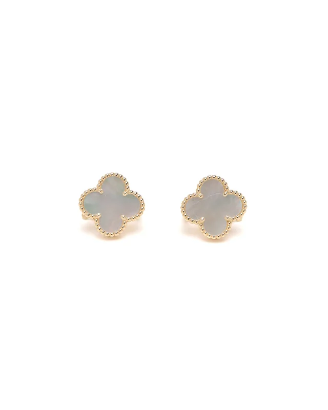 Van Cleef & Arpels Vintage Alhambra Mother-of-pearl Earrings in Silk from A Retro Tale