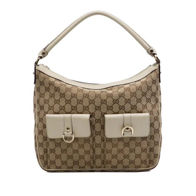 White Gucci GG Canvas Abbey D Ring Handbag in White Canvas from Designer Revival